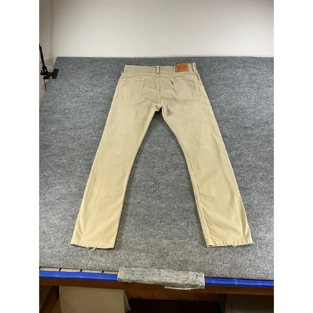 Levi's 513 Slim Straight Jeans Mens 34x32 Khaki Tan Denim Pants Modern Fit Casua